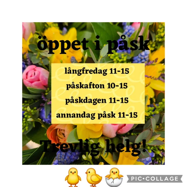 Öppet alla dagar i påsken 🐥
Välkomna till oss I Kullavik 
Vard 9-18 Lördag 10-15 
Söndagar och helgdagar 11-15